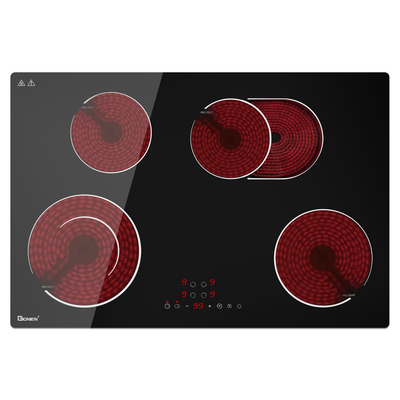 Cocina eléctrica 4 quemadores 220V Cocina cerámica 30 pulgadas Cocina de vidrio 7200W