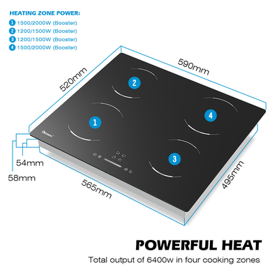60cm 4 quemadores de cocina eléctrica 4 zona de inducción Hub 6400W GIB464SC